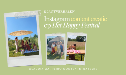 [Banner] Content creatie op event Happy Festival - Claudia Carreiro Contentstrategie